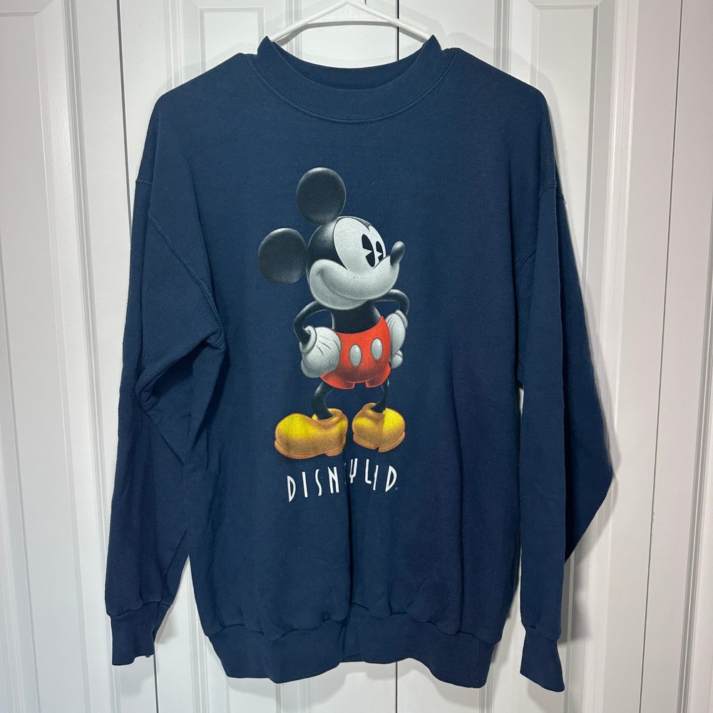 Vintage Disneyland Resort Mickey Mouse Sweatshirt M Navy Blue Graphic Pullover